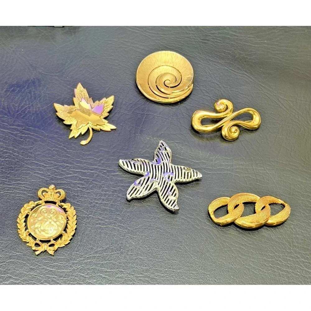 Vintage Signed Brooch Lot Vendome Monet Trifari Carolee Napier Crown Lot Of 6